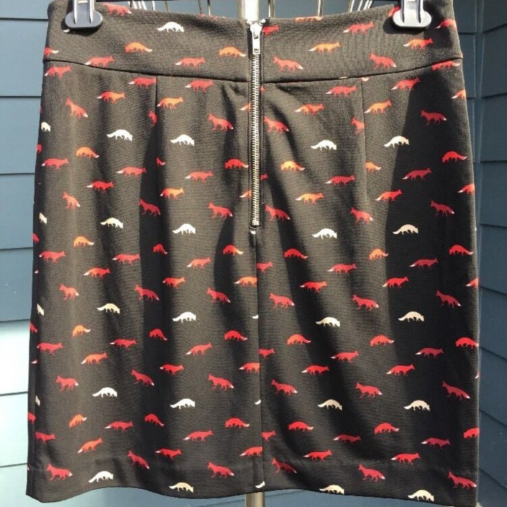 VIVIENNE TAM Fox Print Skirt M/L Woodland Red/Black/Beige Critter - Picture 4 of 4